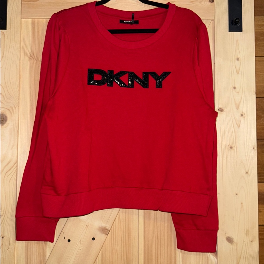 DKNY Vibrant Red Pullover Sweatshirt